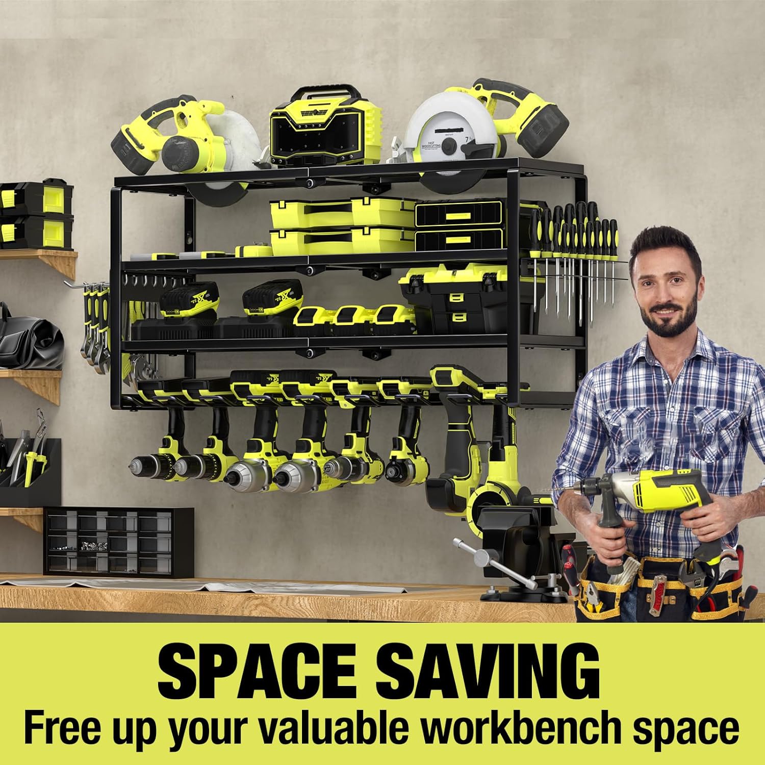 4-poziomowy ścienny organizer  – Power Tools Holder recenzja i cena